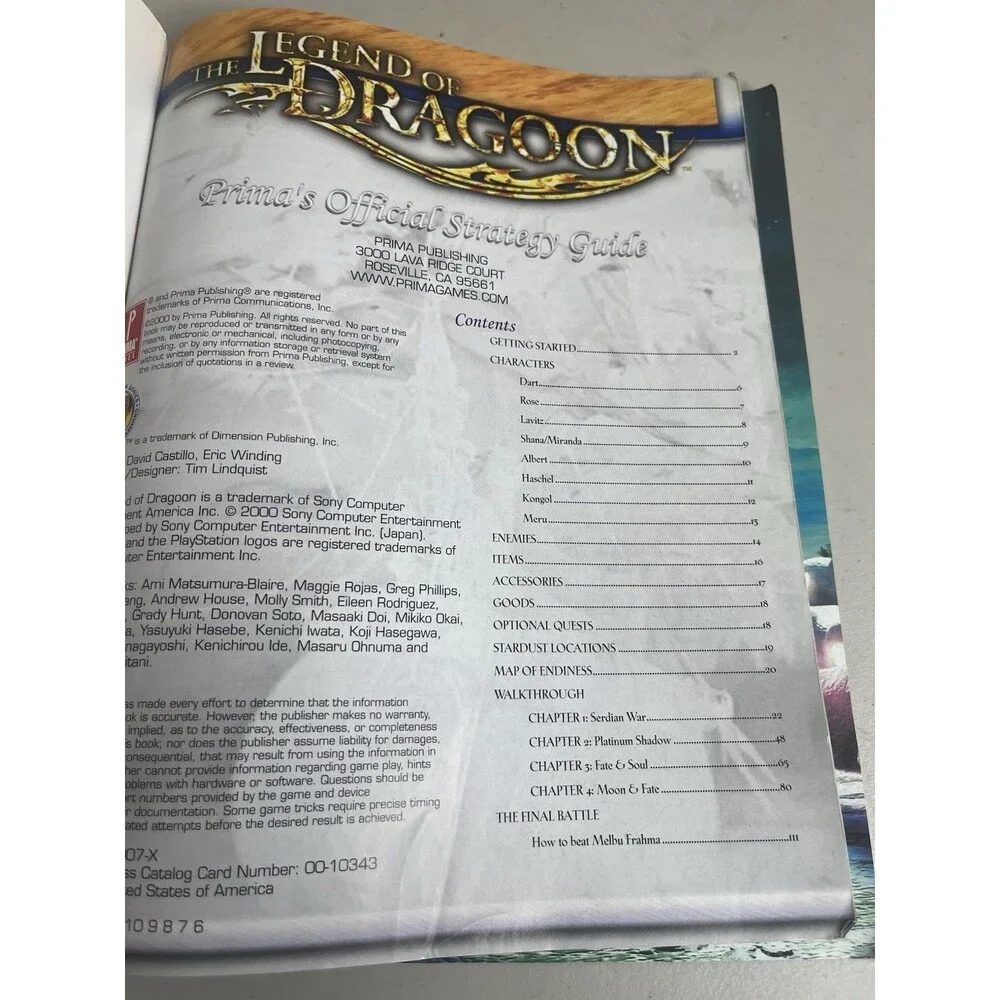 Legend of Dragoon Prima Official Strategy Guide Sony PlayStation PS1